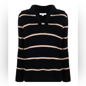 Vince Johnny Collar Striped Sweater NWOT Cashmere